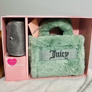 🆕️Juicy Couture Sage Green Faux Fur Bag Set Set
